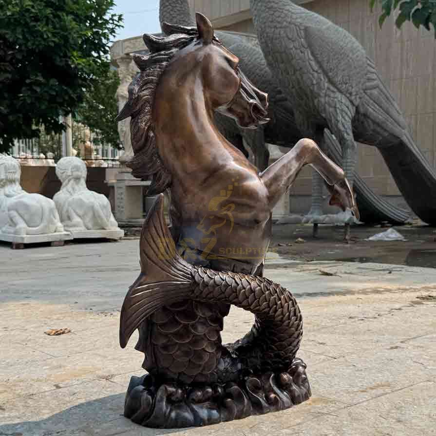 Bronze Hippocampus Statue – Mythical Horse and Fish Fusion Sculpture 9