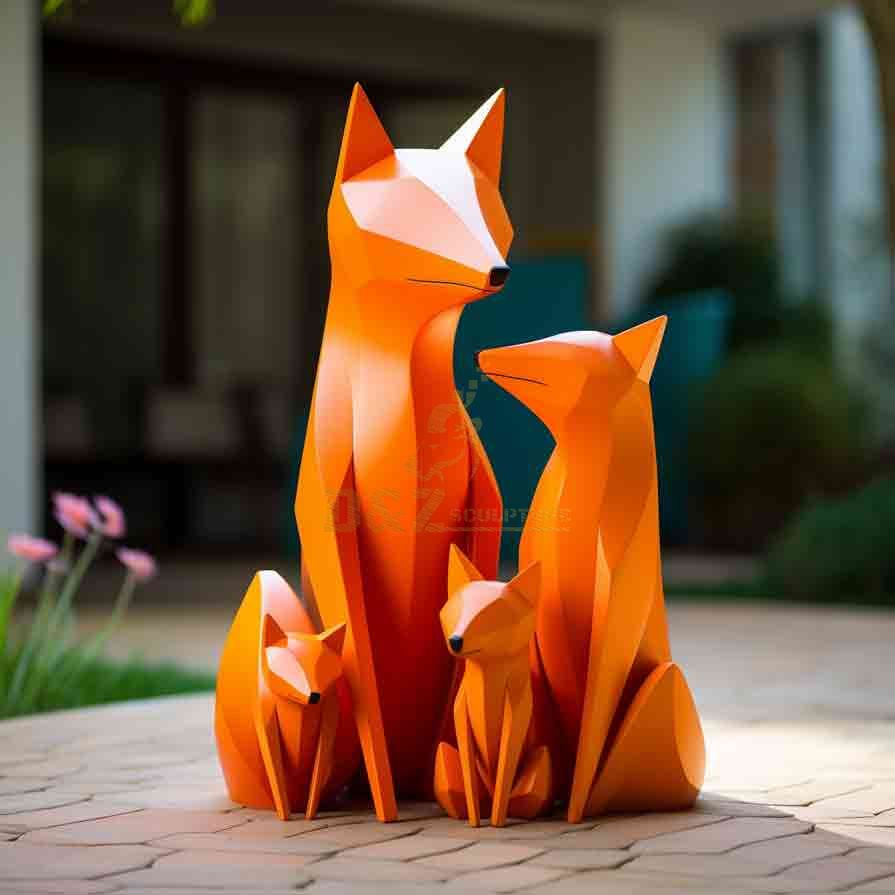 Stainless steel metal mosaic fox sculpture 4