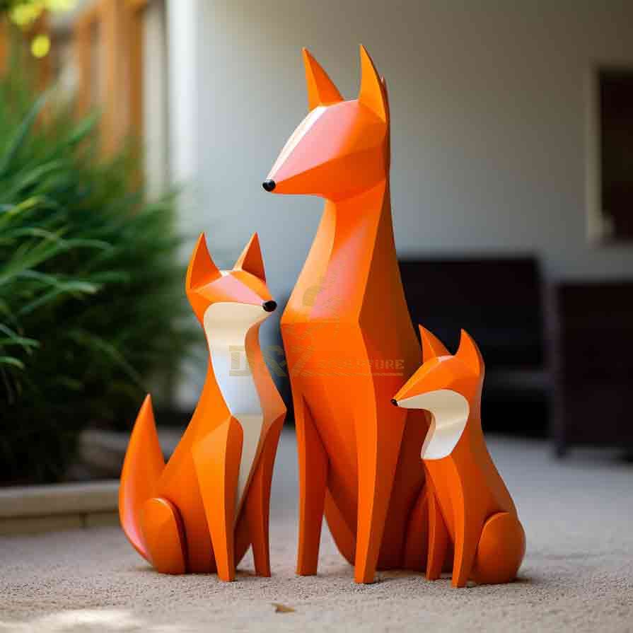 Stainless steel metal mosaic fox sculpture 5