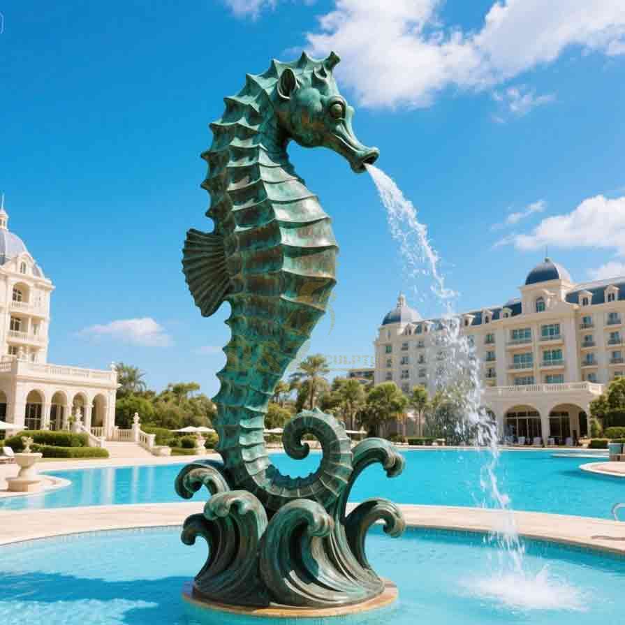 10-1 Elegant Seahorse Statues: Ocean Art Sculptures Decor