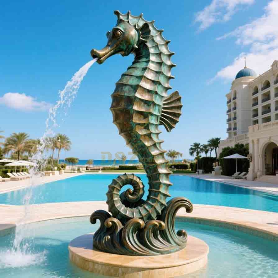 10-1-2 Elegant Seahorse Statues: Ocean Art Sculptures Decor