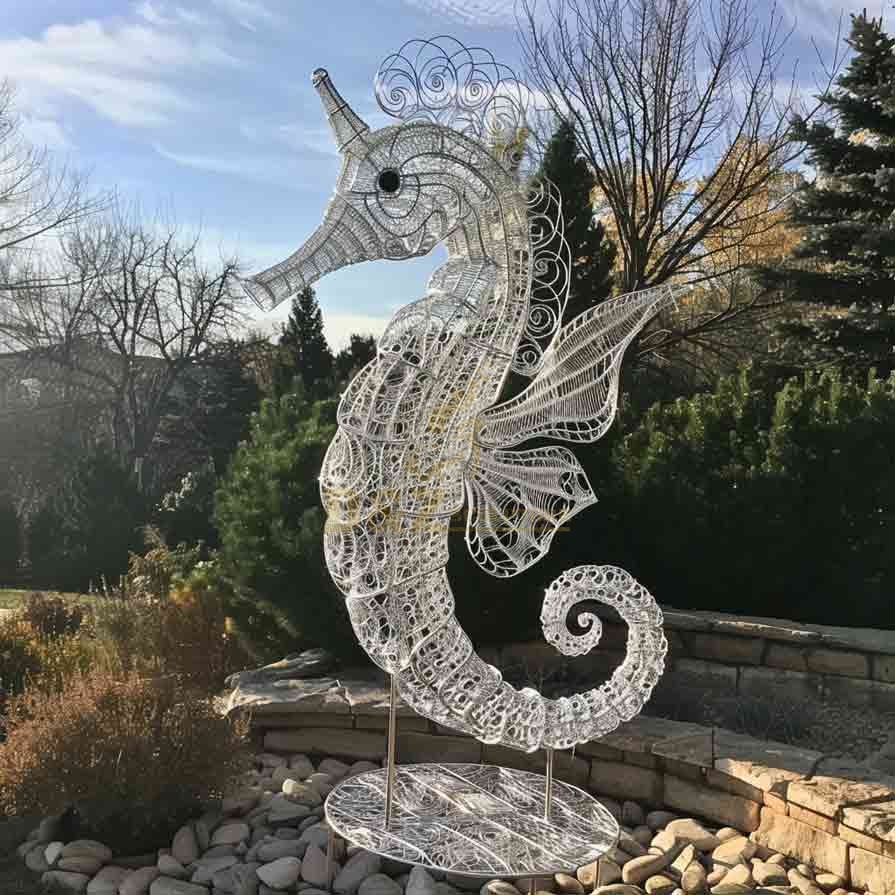 10-6 Elegant Seahorse Statues: Ocean Art Sculptures Decor