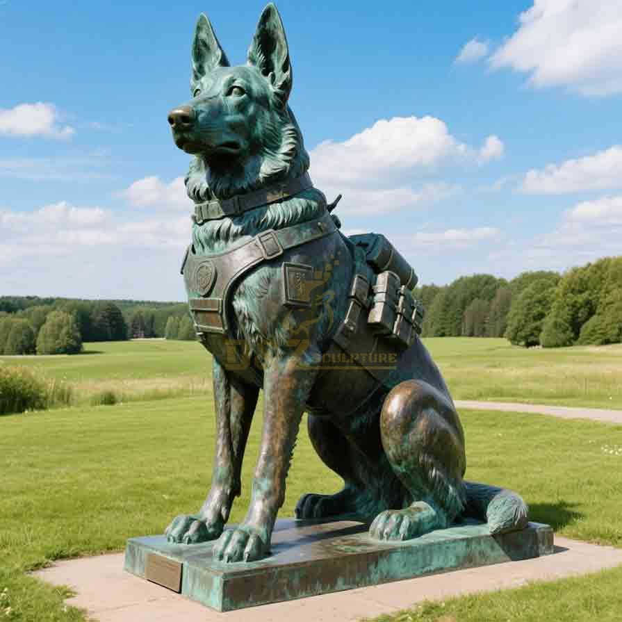 Large Guarding Bronze German Shepherd Statue for Sale | Outdoor Lawn Decor 5