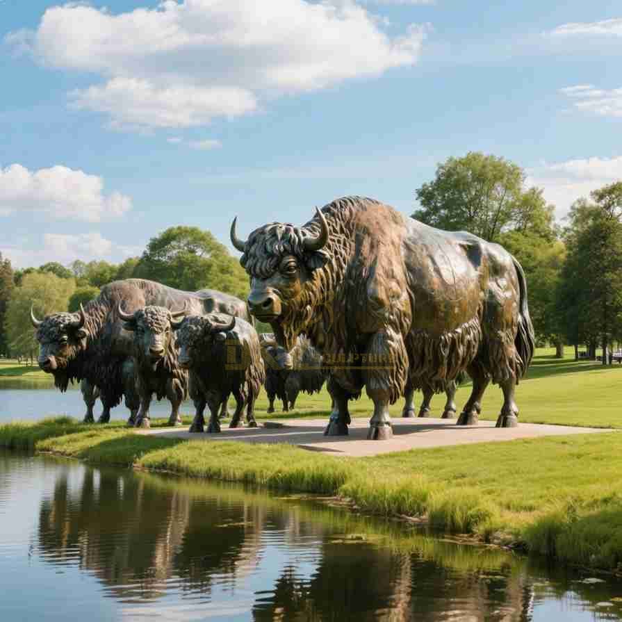 Large Outdoor Bronze Canadian Yak Statue 1