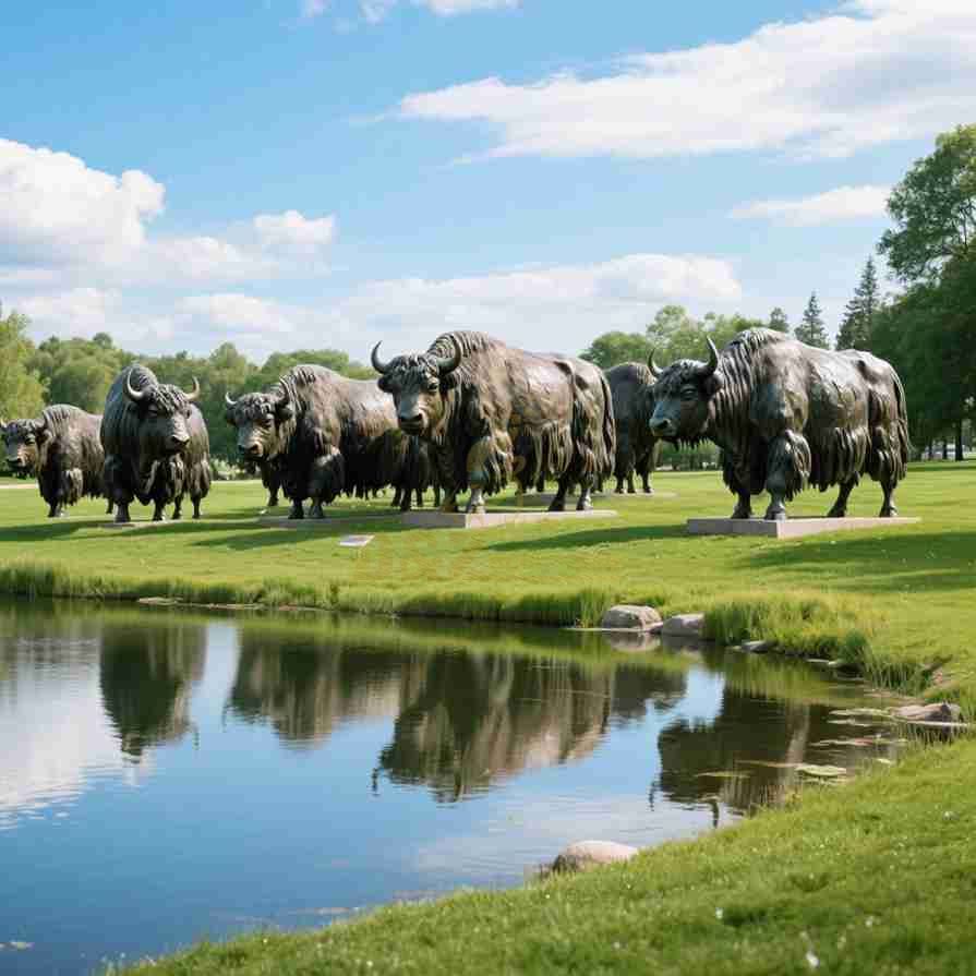 Large Outdoor Bronze Canadian Yak Statue 2