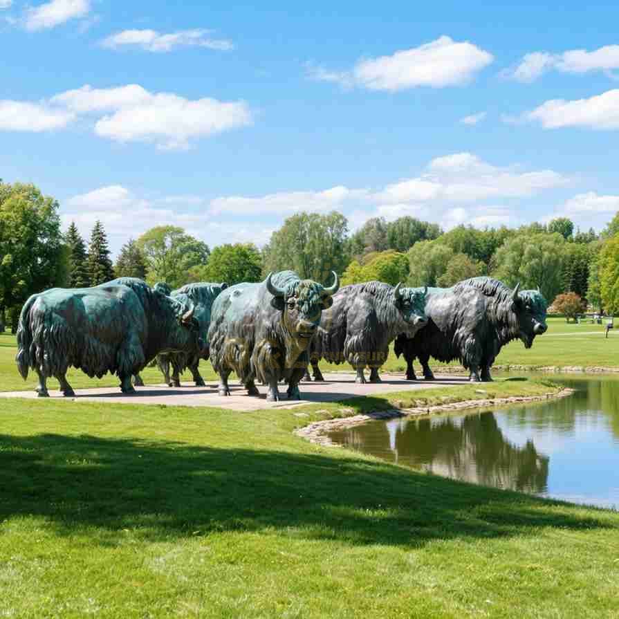 Large Outdoor Bronze Canadian Yak Statue 4