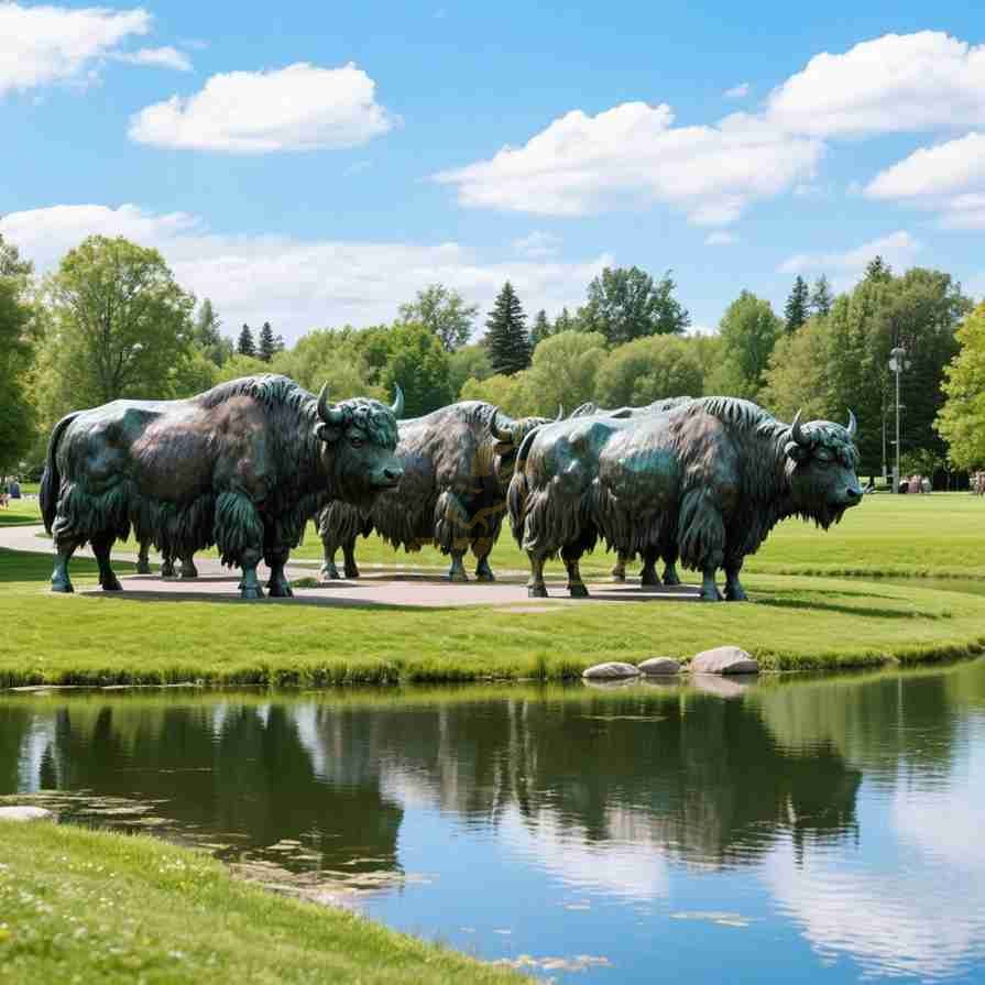Large Outdoor Bronze Canadian Yak Statue 5