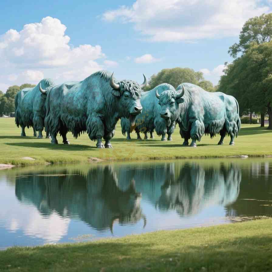 Large Outdoor Bronze Canadian Yak Statue 6