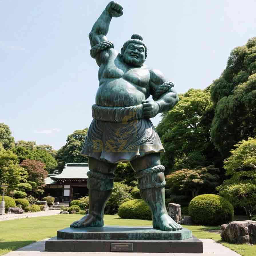 Japanese Bronze Sumo Wrestler Statue for Sale 2