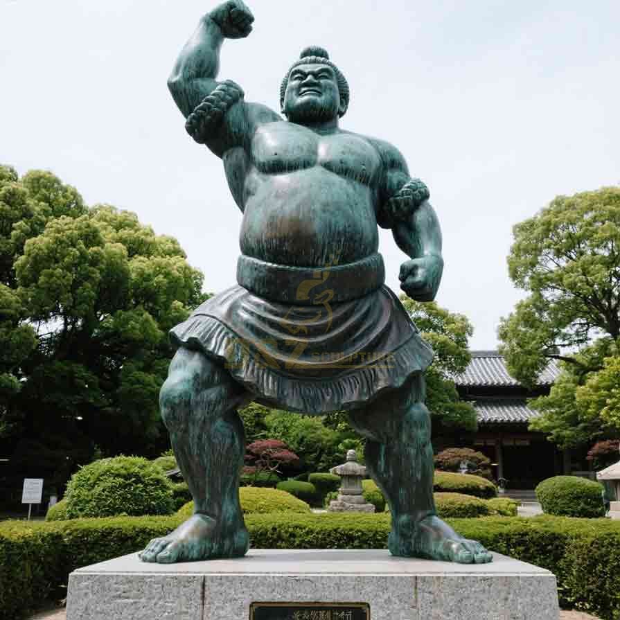 Japanese Bronze Sumo Wrestler Statue for Sale 3