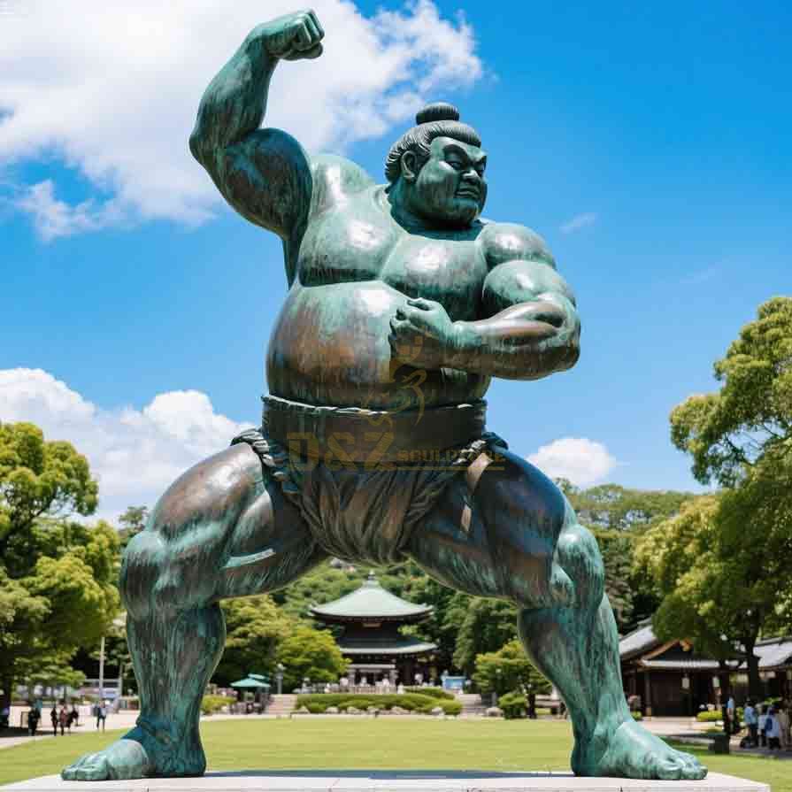 Japanese Bronze Sumo Wrestler Statue for Sale 6