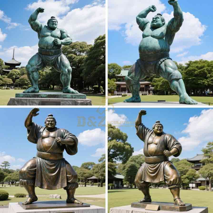 Japanese Bronze Sumo Wrestler Statue for Sale 7