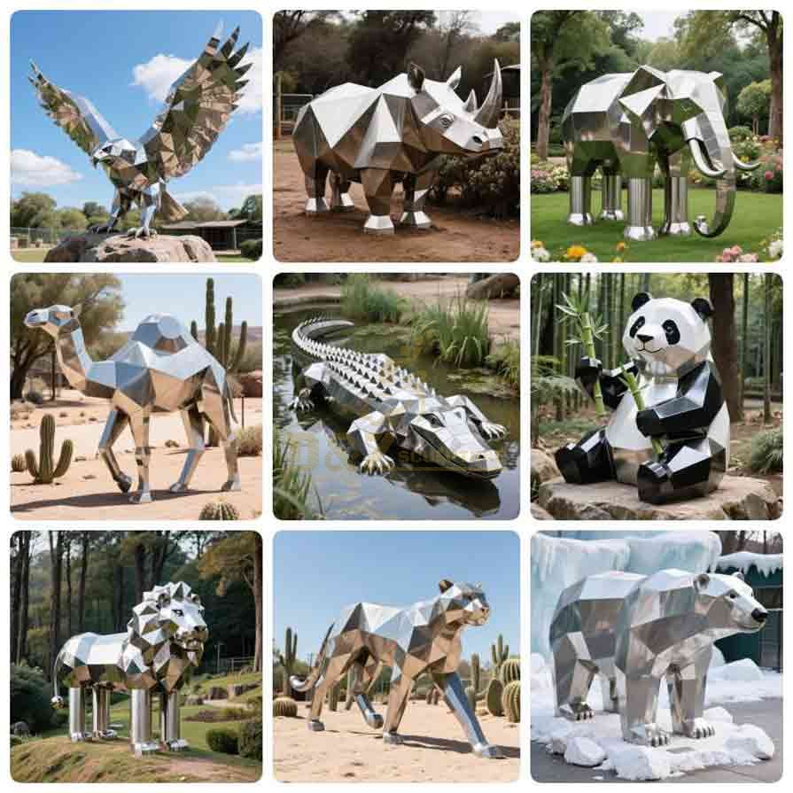 Modern Geometric Metal Crocodile Sculpture for Sale 9