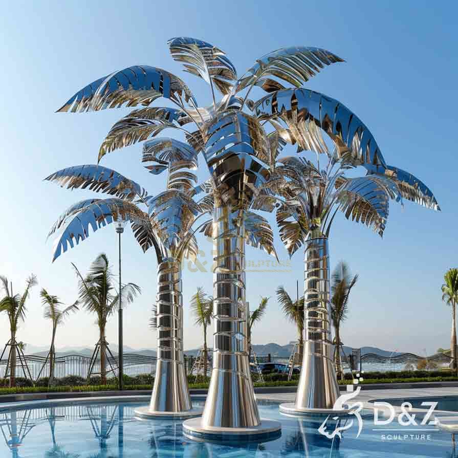 Outdoor Metal Palm Tree Sculpture | Custom Lighting Landscape Decor 3