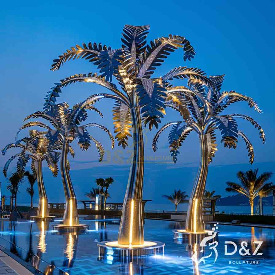 Outdoor Metal Palm Tree Sculpture | Custom Lighting Landscape Decor 6