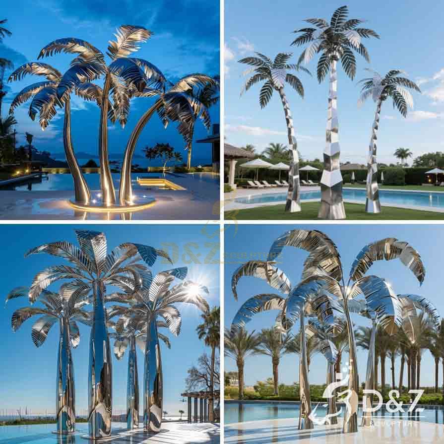 Outdoor Metal Palm Tree Sculpture | Custom Lighting Landscape Decor 8