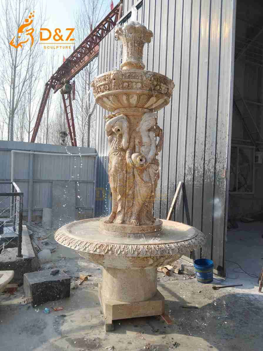 Travertine Lady Statue Fountain 2