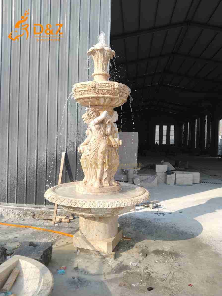Travertine Lady Statue Fountain 3