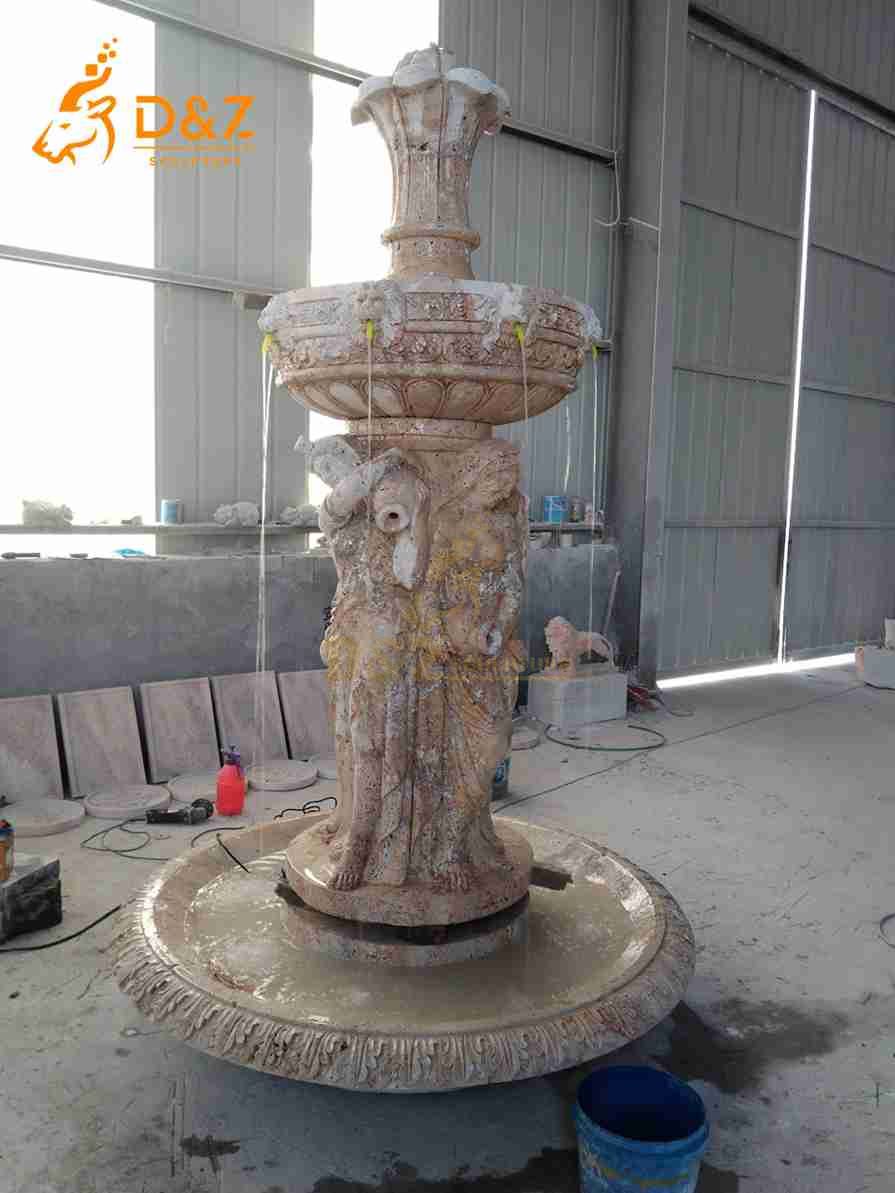 Travertine Lady Statue Fountain 4