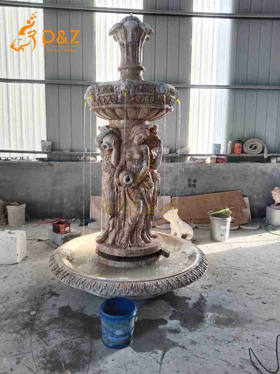 Travertine Lady Statue Fountain 5