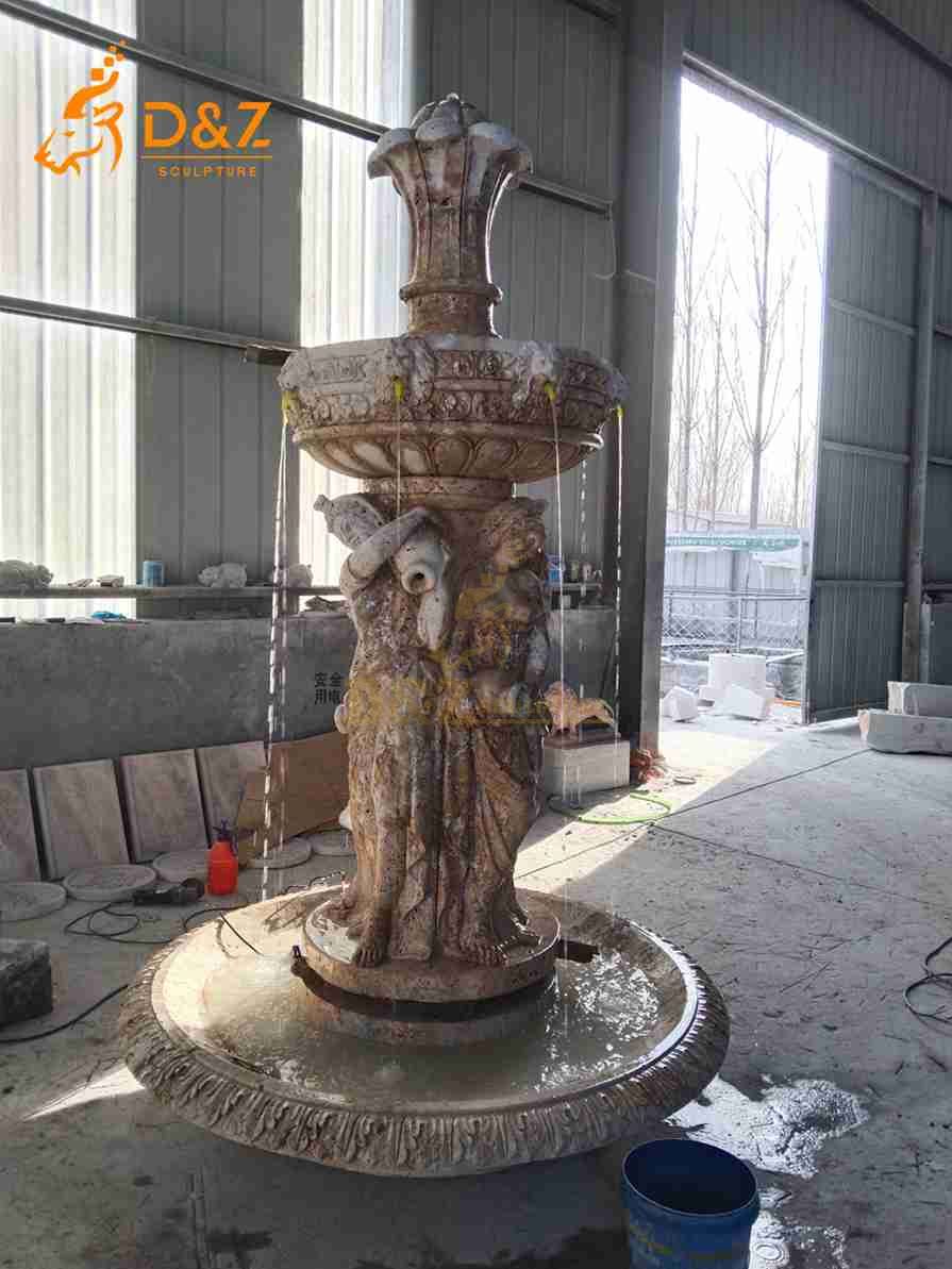 Travertine Lady Statue Fountain 6