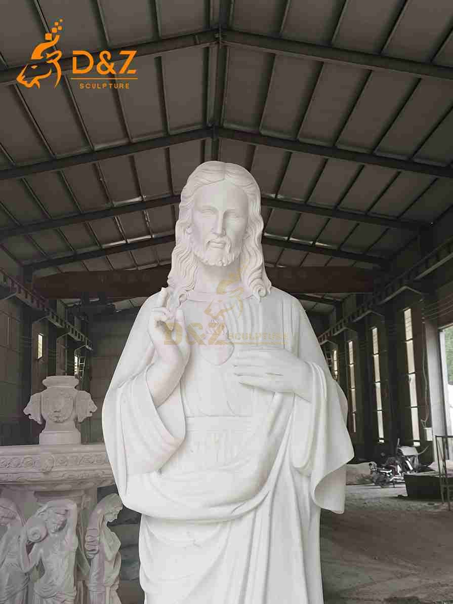 Outdoor Sacred Heart of Jesus Marble Statue 4