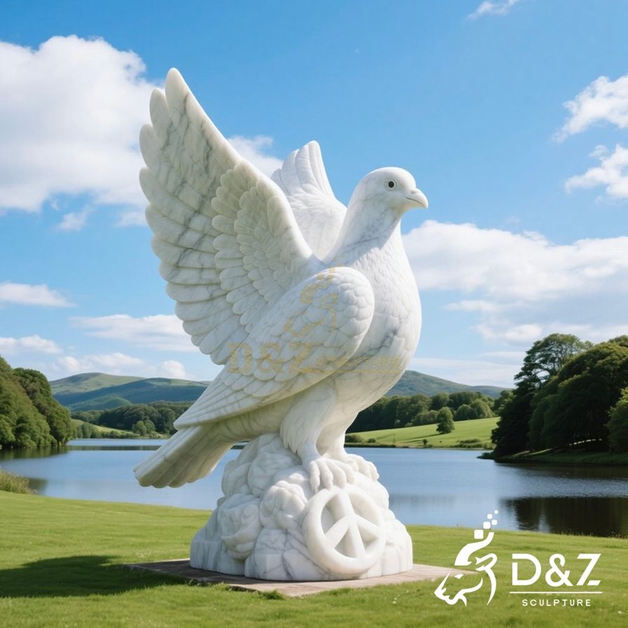 White Marble Large Pigeon Statue 5