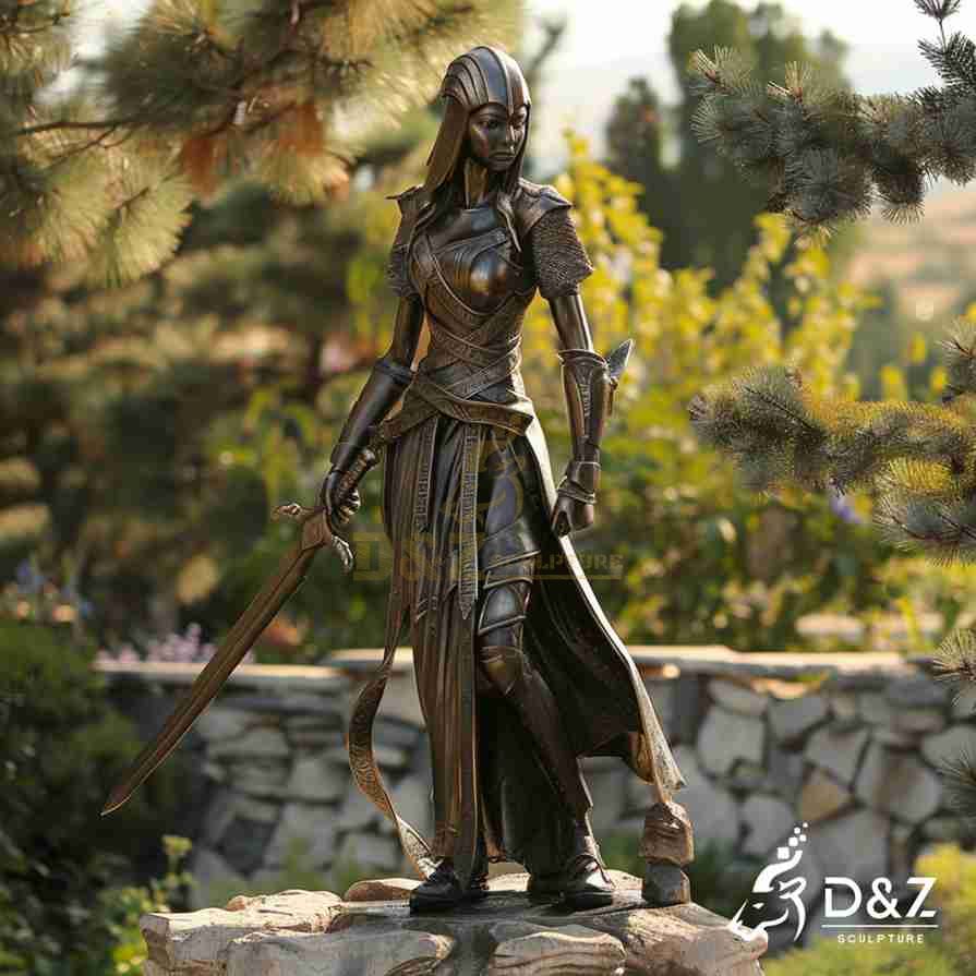 Outdoor Bronze Female Warrior Statue 1