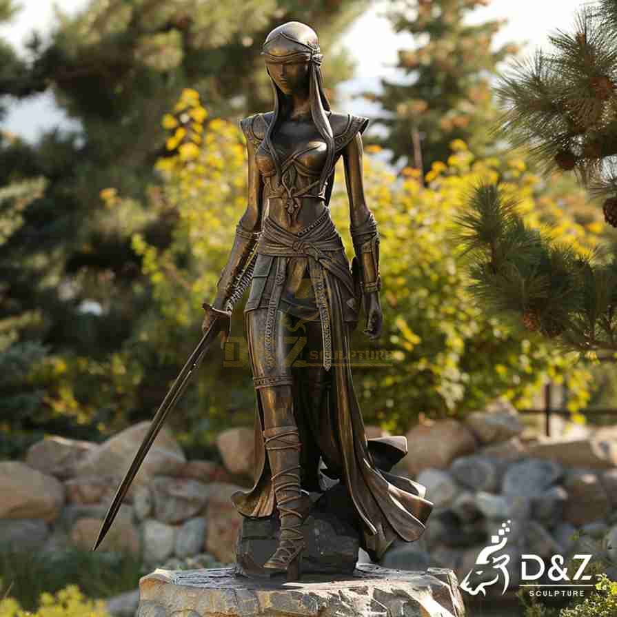 Outdoor Bronze Female Warrior Statue 5