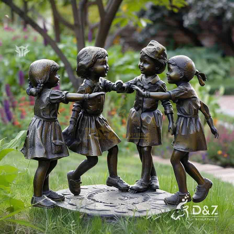 Bronze Children Playing Statue for Garden Decor 1