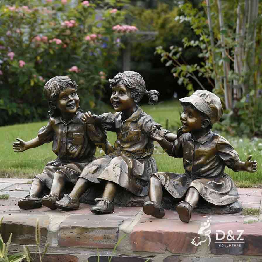 Bronze Children Playing Statue for Garden Decor 2