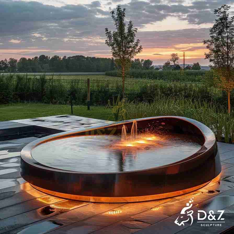 Corten Steel Oval Fountain 2