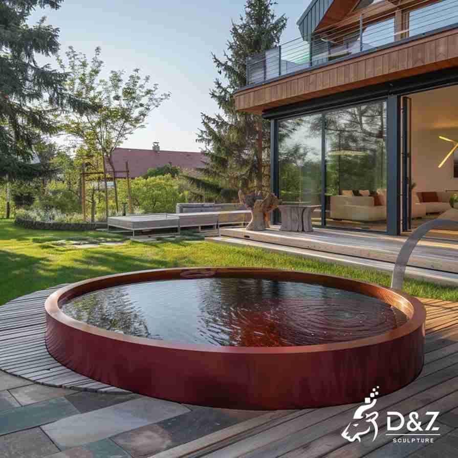 Corten Steel Oval Fountain 3