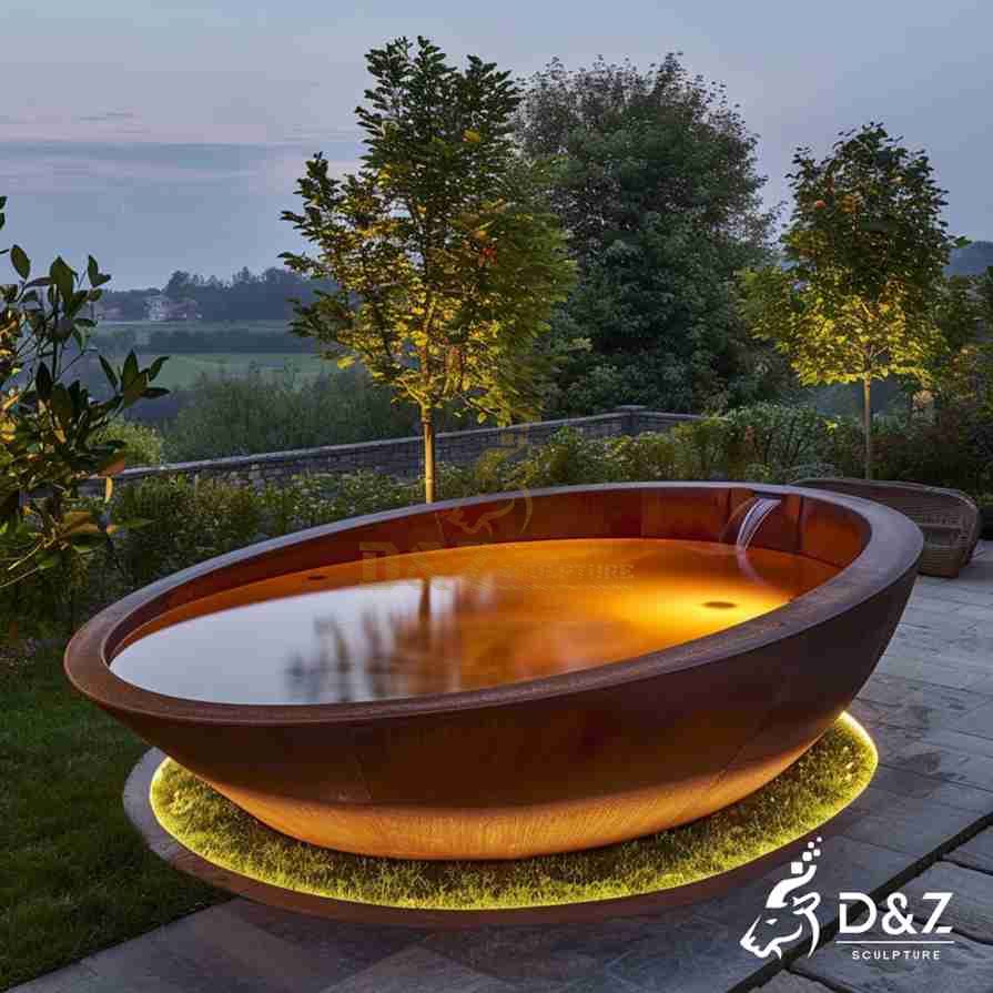 Corten Steel Oval Fountain 4