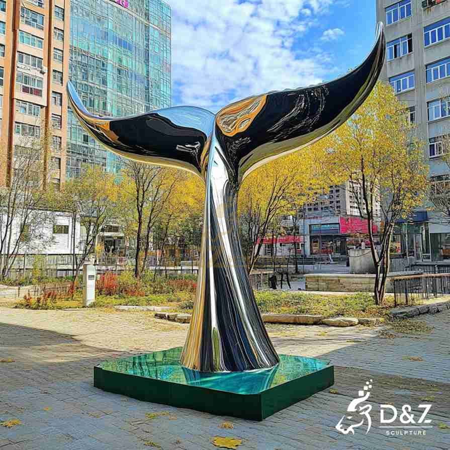 Large Outdoor Metal Whale Tail Sculpture 3
