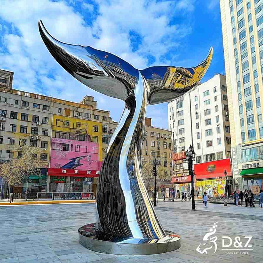 Large Outdoor Metal Whale Tail Sculpture 5