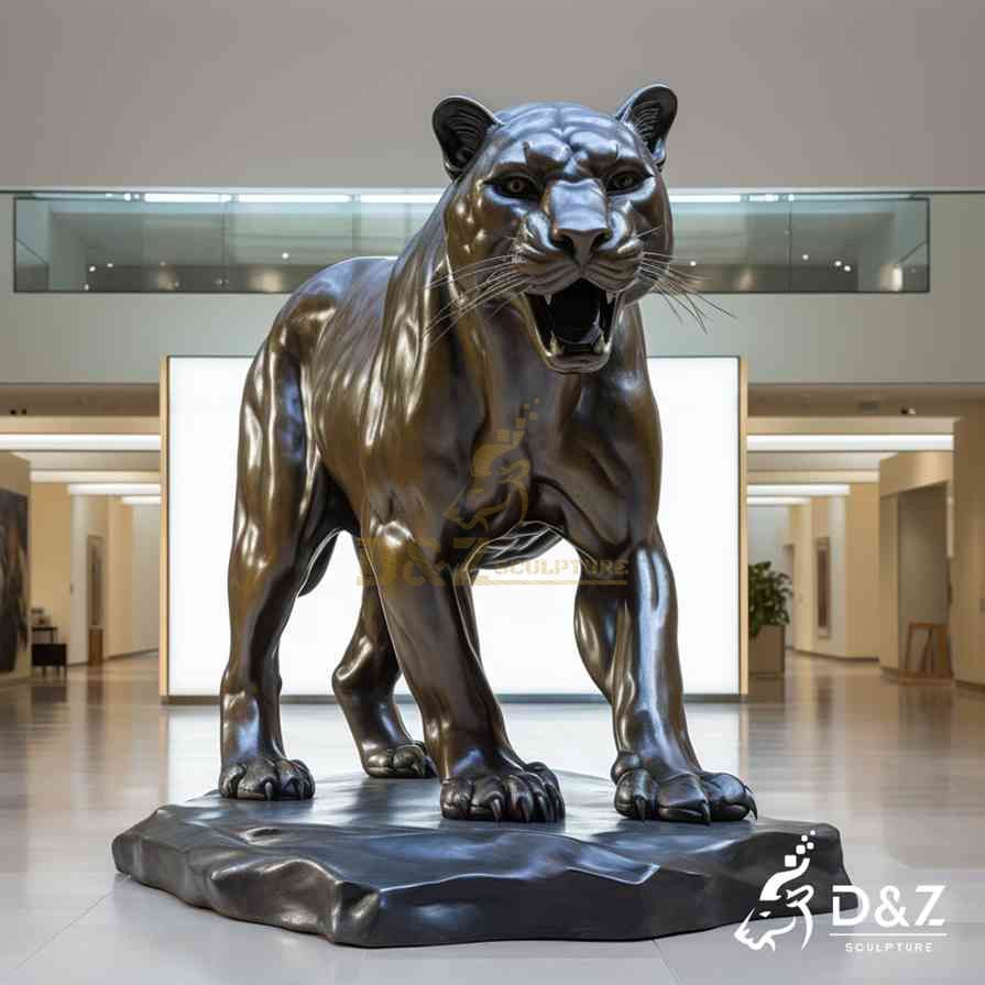 Large Bronze Cougar Statue 1