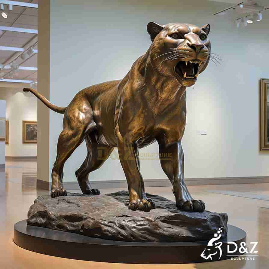 Large Bronze Cougar Statue 2