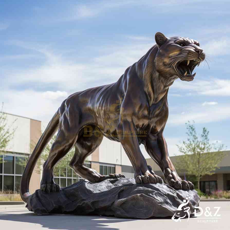 Large Bronze Cougar Statue 3