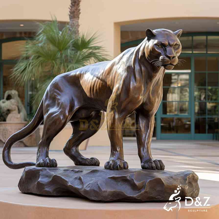Large Bronze Cougar Statue 4