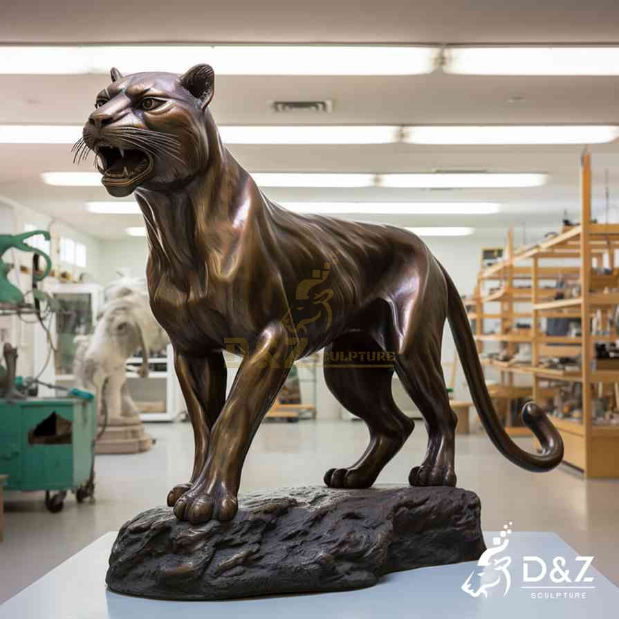 Large Bronze Cougar Statue 5
