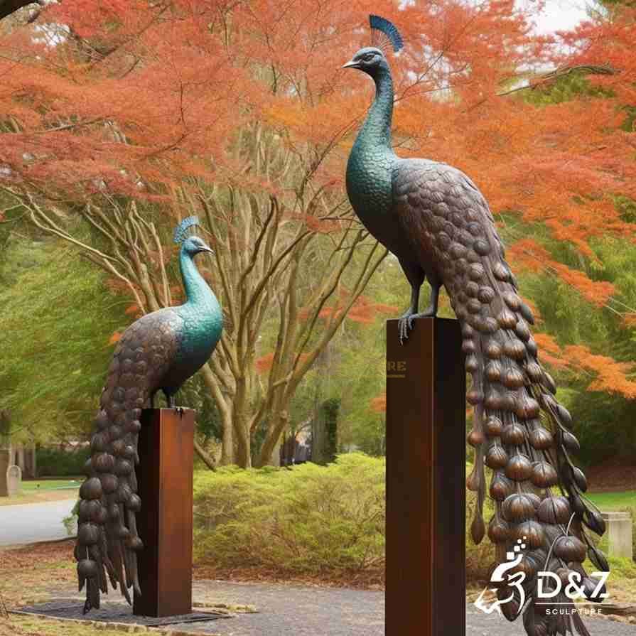 On The Pedestal: Bronze Large Peacock Statue 3