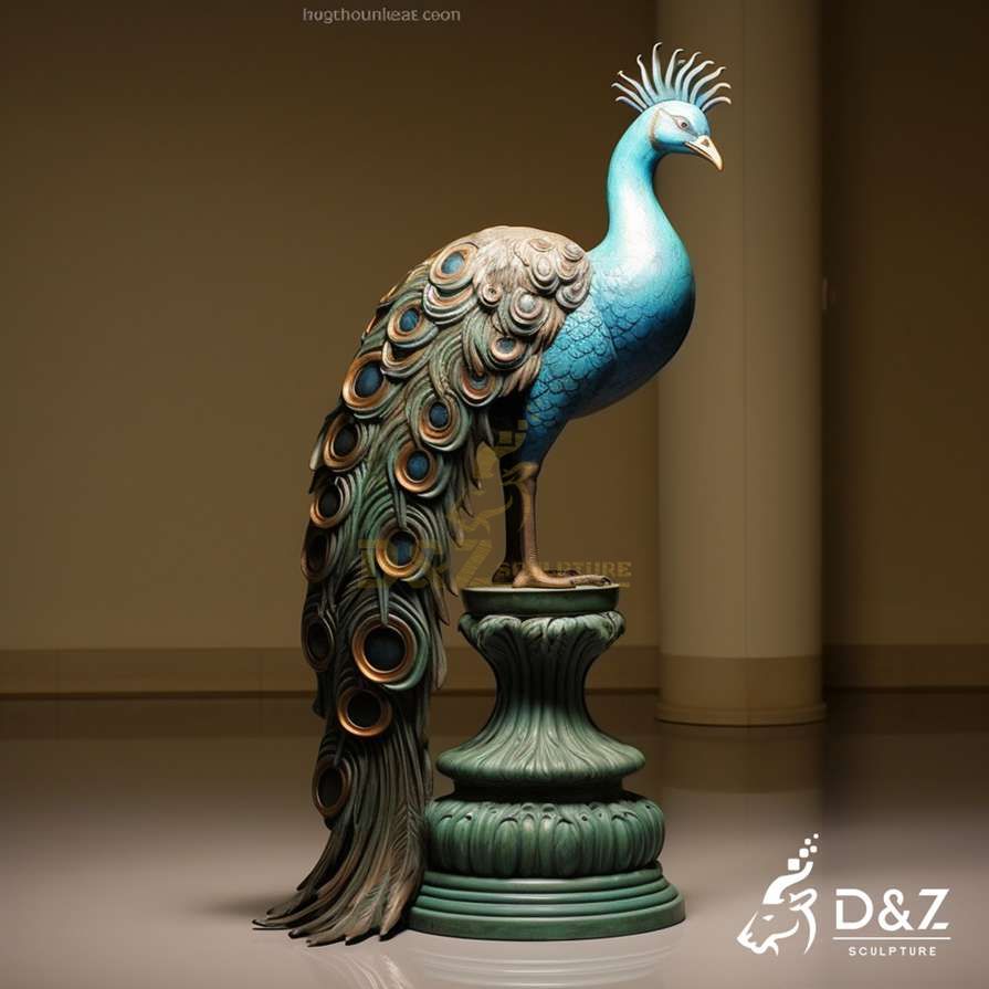 On The Pedestal: Bronze Large Peacock Statue 4