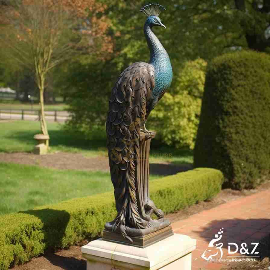On The Pedestal: Bronze Large Peacock Statue 6