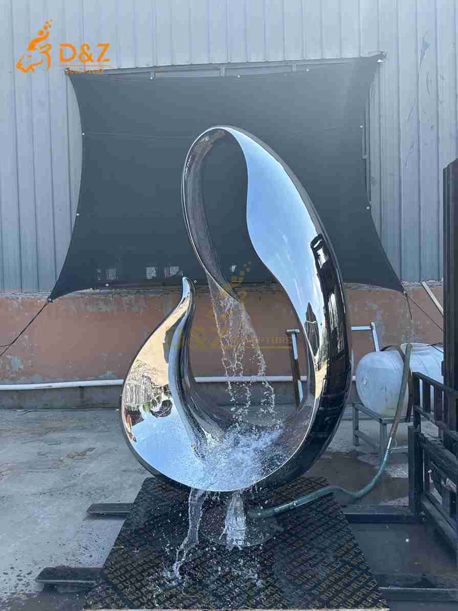 Outdoor Abstract Metal Swan Fountain 2
