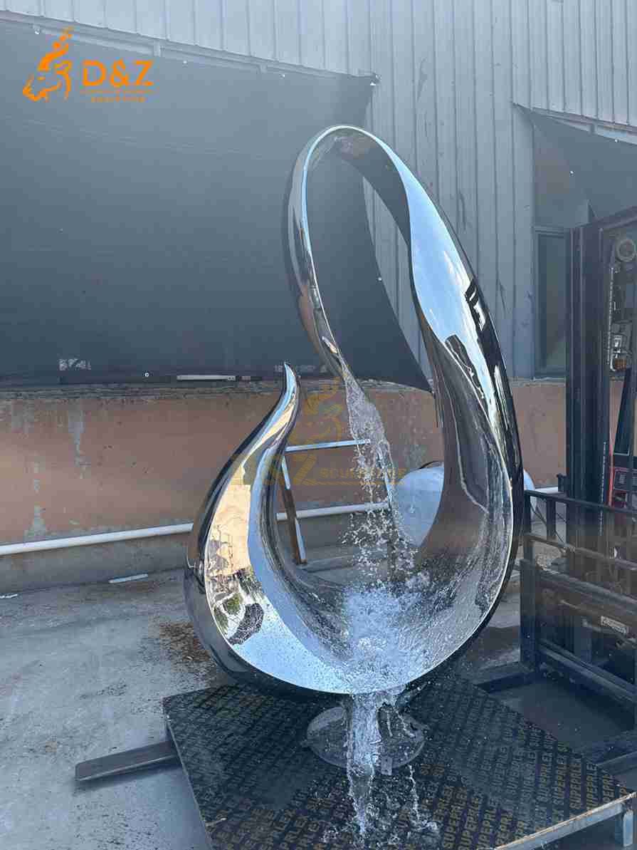 Outdoor Abstract Metal Swan Fountain 3