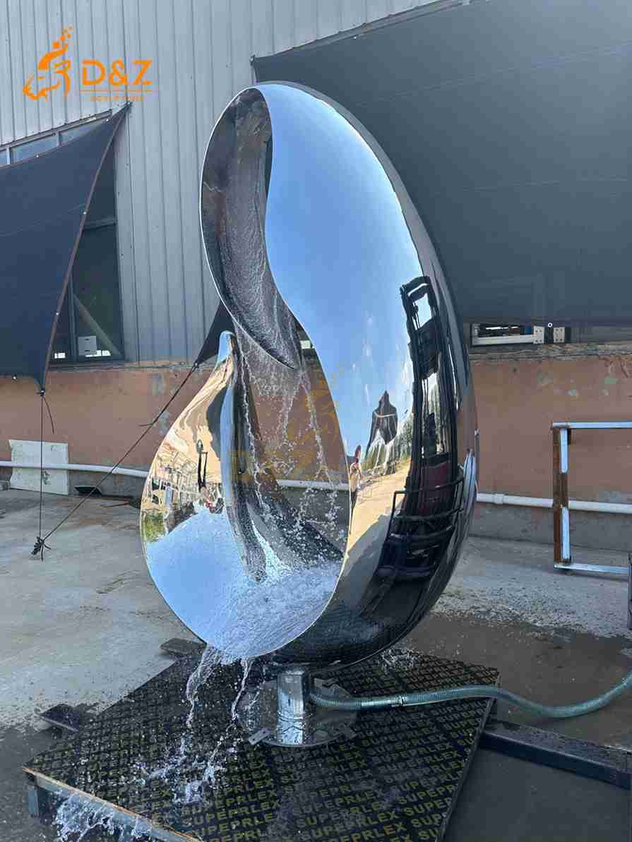 Outdoor Abstract Metal Swan Fountain 4