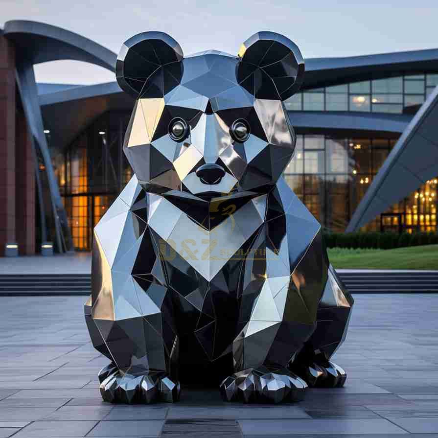 Geometric Metal Panda Sculpture 5