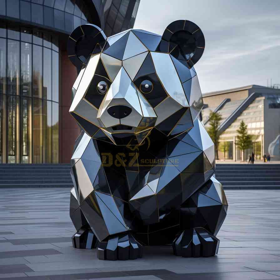 Geometric Metal Panda Sculpture 6