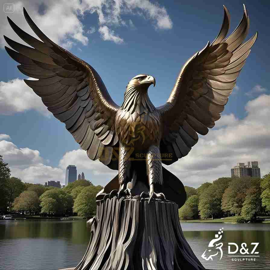 Large Bronze Eagle Statue with Spread Wings 1